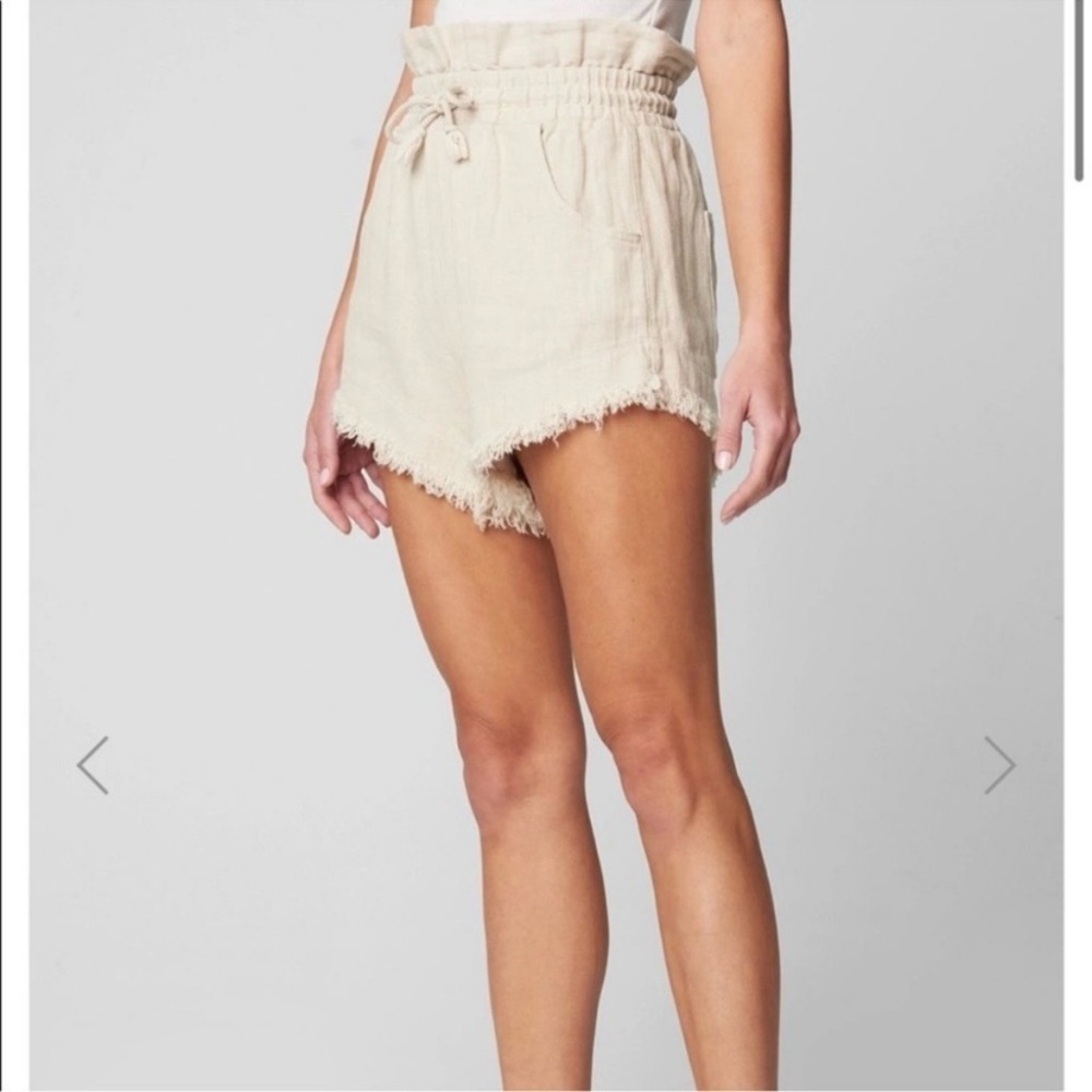 NWT Blank NYC Linen Blend High Rise Paper Bag Waist Frayed Hem Shorts, Sz M - Picture 4 of 10